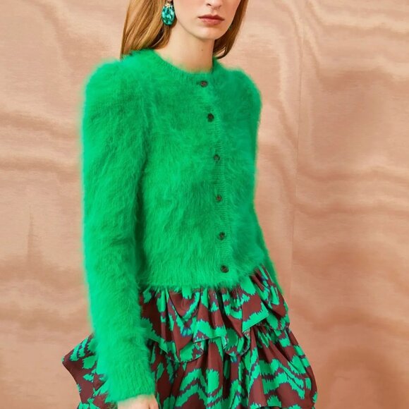 Runway Ulla Johnson  Aisha fuzzy angora-blend knit cardigan Size S/M NEW - Picture 1 of 13